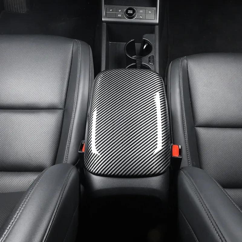 For Hyundai Kona SX2 2024 2025 2026 Carbon Fiber ABS Car Armrest Cushion Cover Console Armrest Box Pad Cover Accessories LHD/RHD
