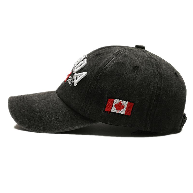 Casquette Vintage en Coton Lavé Unisexe Broderie Lettre CANADA de Haute Qualité Casquette de Baseball Homme et Femme Chapeaux de Sport d'Extérieur