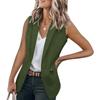 Dames Mouwloze Blazer Jas Effen Kleur Losse Pasvorm Gekerfde Revers Kantoor Chic Bovenkleding