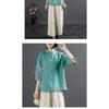 Blusa estiva con colletto alla coreana a tre quarti alla moda da donna High Street Casual Pullover larghi Elegante Ricamata