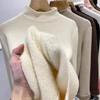 Plush Thicken Knitwear Women's Half High Neck Sweater Slim Top Warm Base Shirt Commuting Simple Casual Autumn Winter Pull Jumper