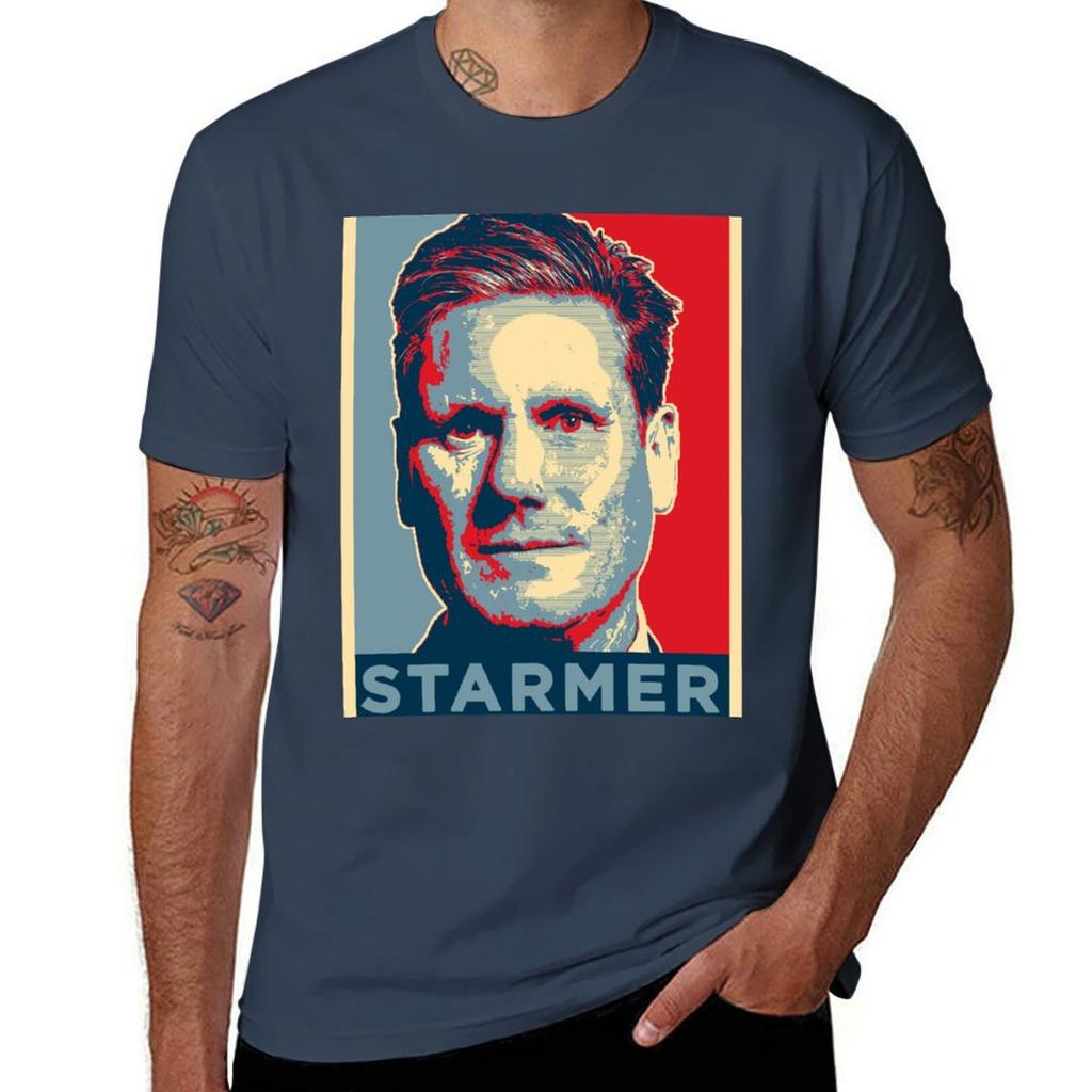 Keir Starmer - Labour Kunst T-Shirt T-Shirt Herren 100% Baumwolle Luxusmarken T-Shirts für Mann Pack weißes T-Shirt Mann Designer T-Shirt