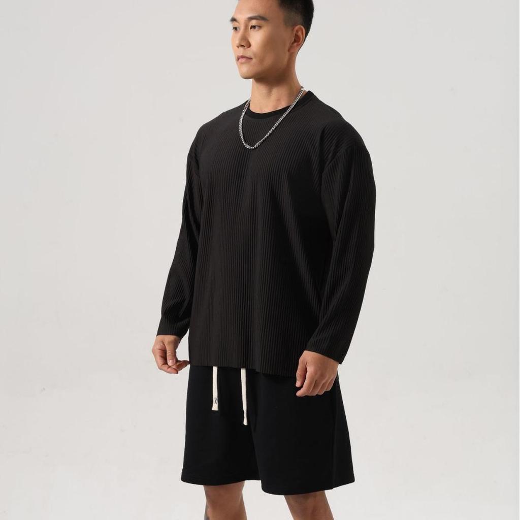 Men's Quick-Dry Striped V-Neck Long Sleeve Loose Fit Sweatshirt