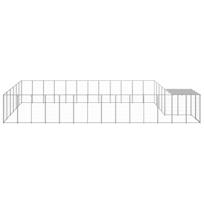 VidaXL Chenil Argenté 22,99 m² Acier Enclos pour Chiots Cage Chiens Extérieur 3082223