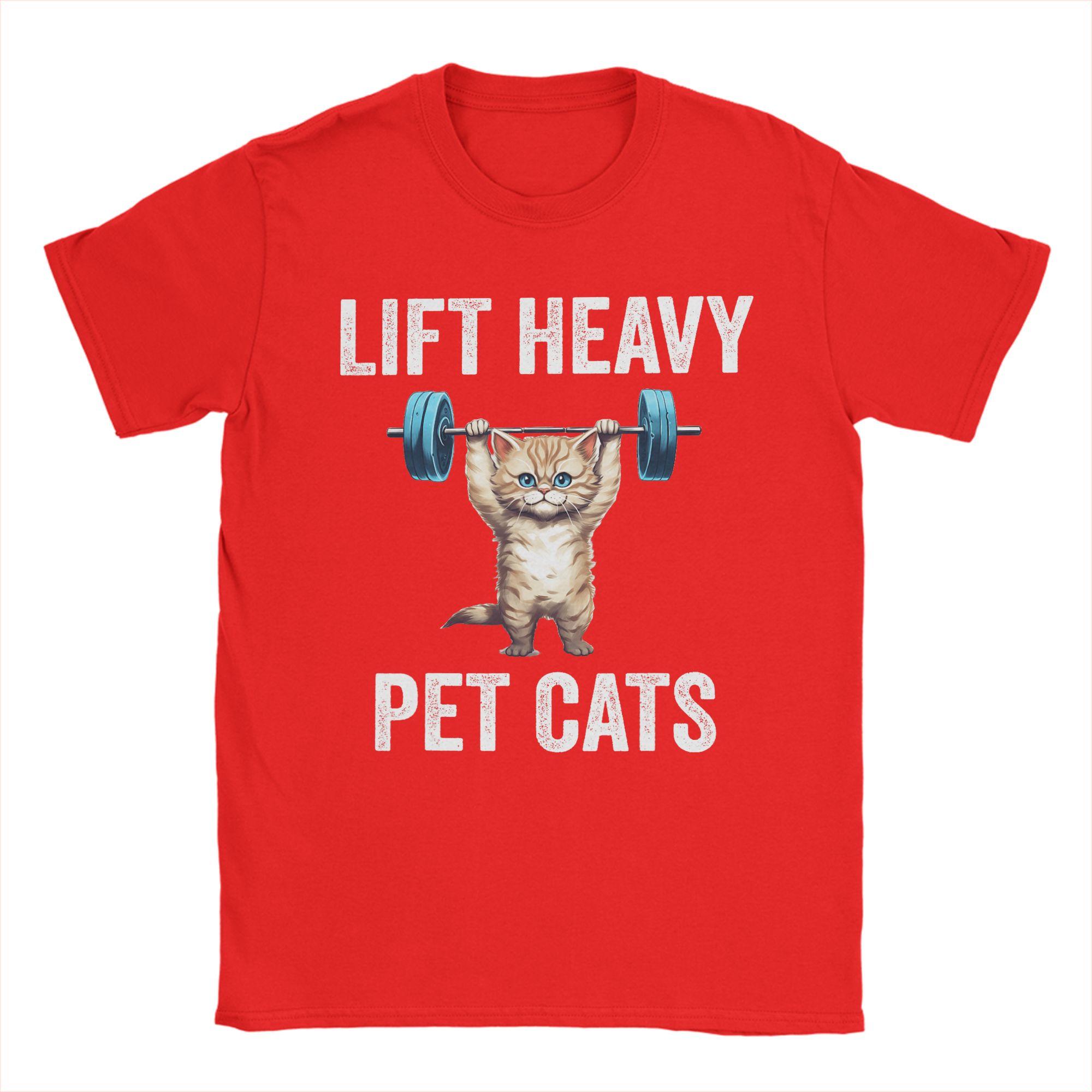 

Lift Heavy Pet Cats Cotton TShirt For Male Beach Y2K Retro T Shirts Crew Neck Hipster Tees Oversized Casual Clothes S