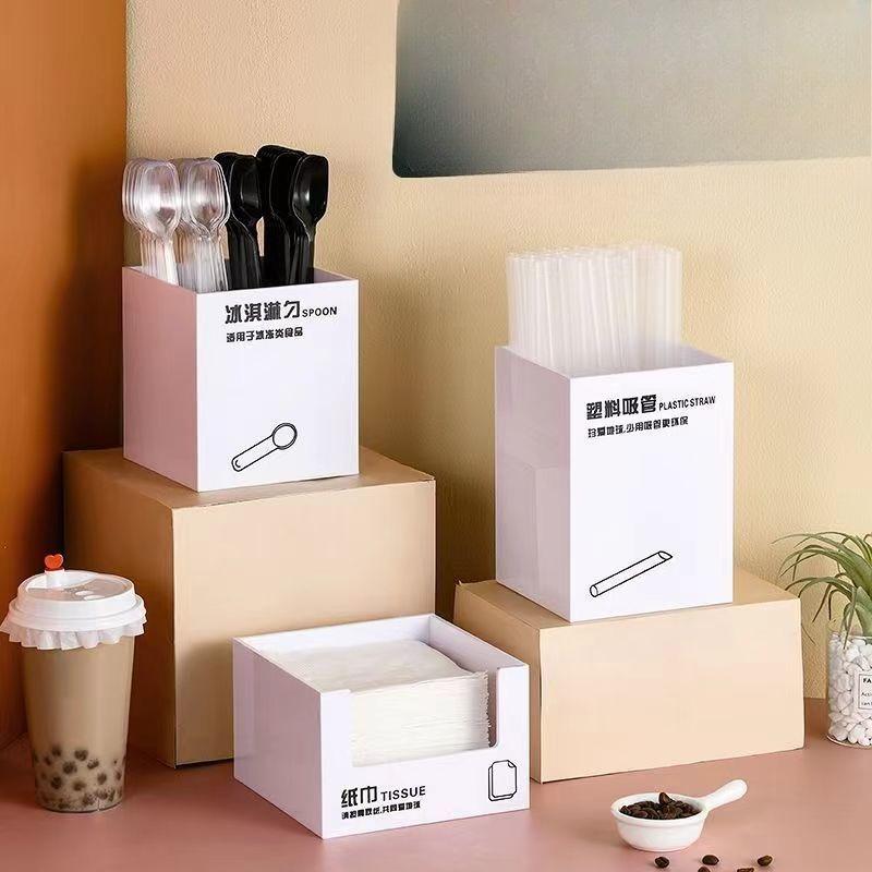 Straw Tissue Paper Storage Box, Milk Tea Shop Cup Lid Tissue Paper Bar Counter Material Storage Rack, Paper Cup Rack, Multi-functional Storage