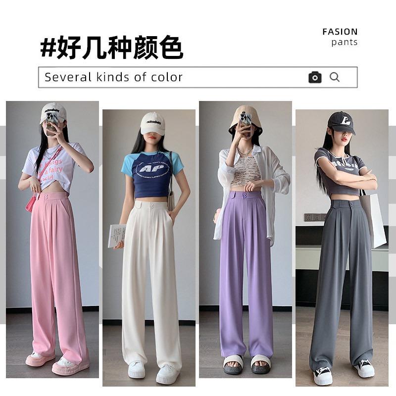 Black Suit Pants Women's Spring and Summer New Casual Small Narrow Version Thin Wide-leg Pants Advanced Drape