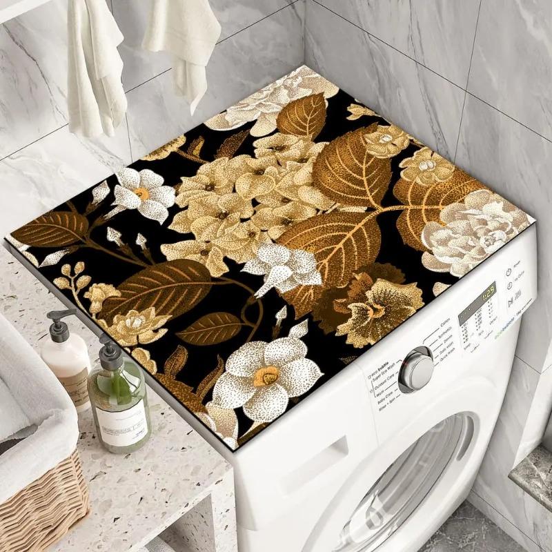 Rosa Waschtrocknerabdeckungen Abstrakt Marmoriert Rutschfest Waschmaschinenabdeckung Wäsche Oberseitenschutz für Gerät Tischmatte Mode