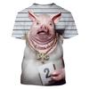 Cute Fun Animal Pig 3D Print Sport  Breathable Men T-shirt Outdoor Street Casual Daily