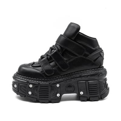 Fashion 2025 New Punk Style Women Shoes Gothic Ankle Rock Boots Lace-up Heel Height 9CM Platform Shoes Woman Metal Decor Woman Sneakers