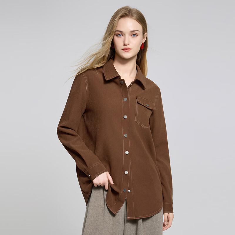 Women's Polo Collar Long Sleeve Corduroy Shirt