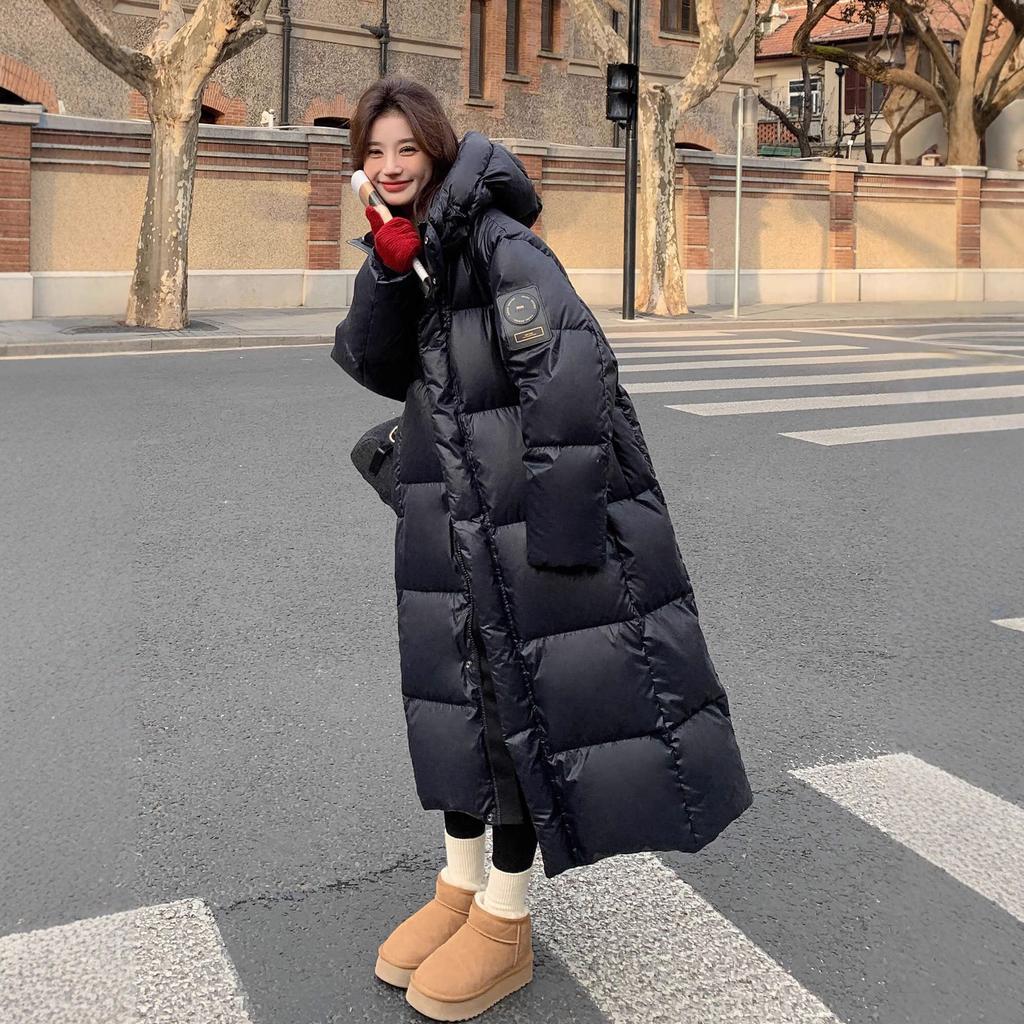 Winter black and gold down cotton-padded clothes for women's winter new long knee-length cotton-padded clothes, thickened loose cotton-padded jackets