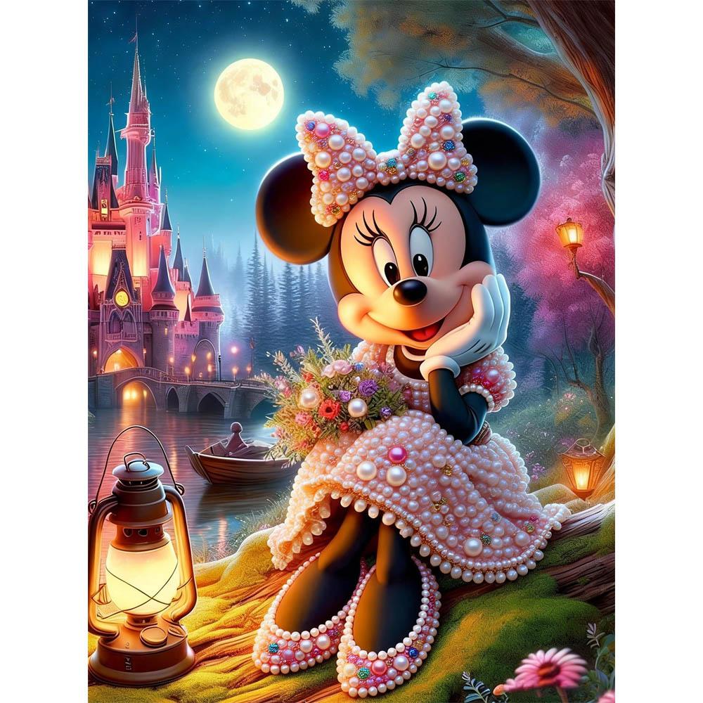 

Disney Pearl Painting Minnie Moonlight Castle Bouquet Creative Art 5D Pearl Embroidery Cross Stitch Kit Handmade DIY Home and Room Decor Gift 35x45cm