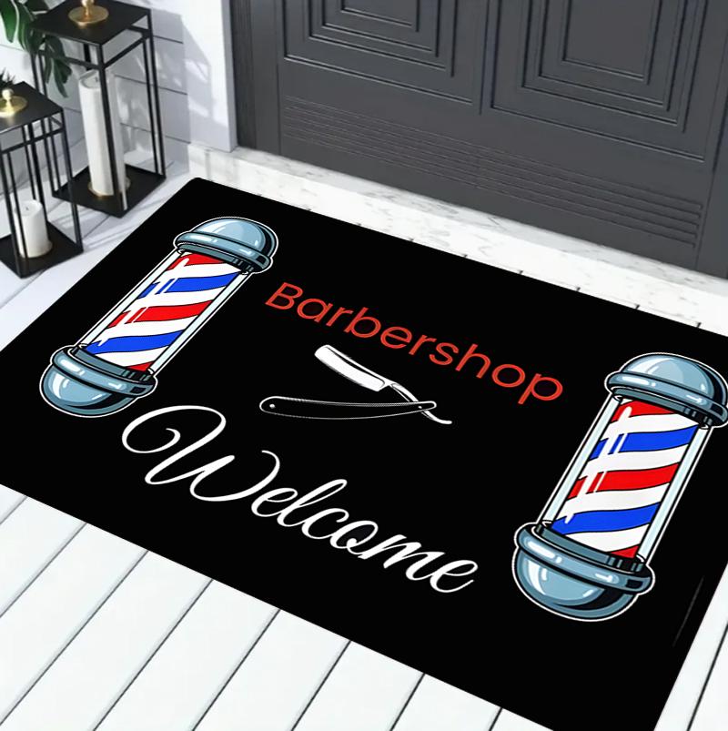 Felpudo de Bienvenida para Barbería Cartel de Barbería Felpudo Gráfico Impreso Felpudos para Baño Cocina Entrada Alfombra Decoración del Hogar