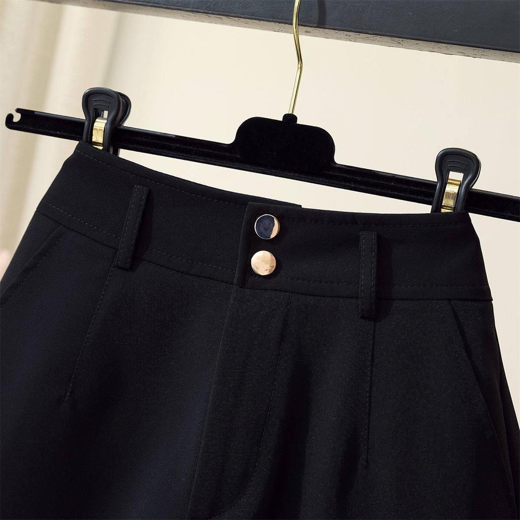 Women's White High-Waisted Wide-Leg Suit Shorts - Summer Petite Loose A-Line Hot Pants