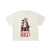 260 GSM Double Yarn 32 Count 100% Cotton One Piece V79 Luffy Film Red Print Unisex Heavy Cotton T Shirt