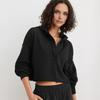 Women's Cropped Sweatshirt Loose Long Sleeve V Neck Hoodies Casual Hooded Pullover Crop Workout Top