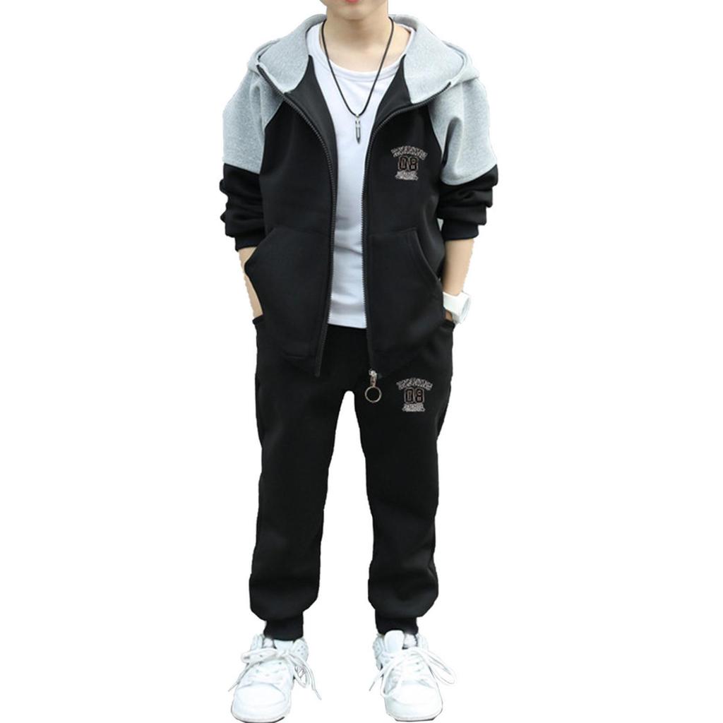 Tuta da bambino a blocchi di colore per bambini, felpa con cappuccio, cerniera, giacca, pantaloni, abito casual, abbigliamento per bambini per la primavera autunno