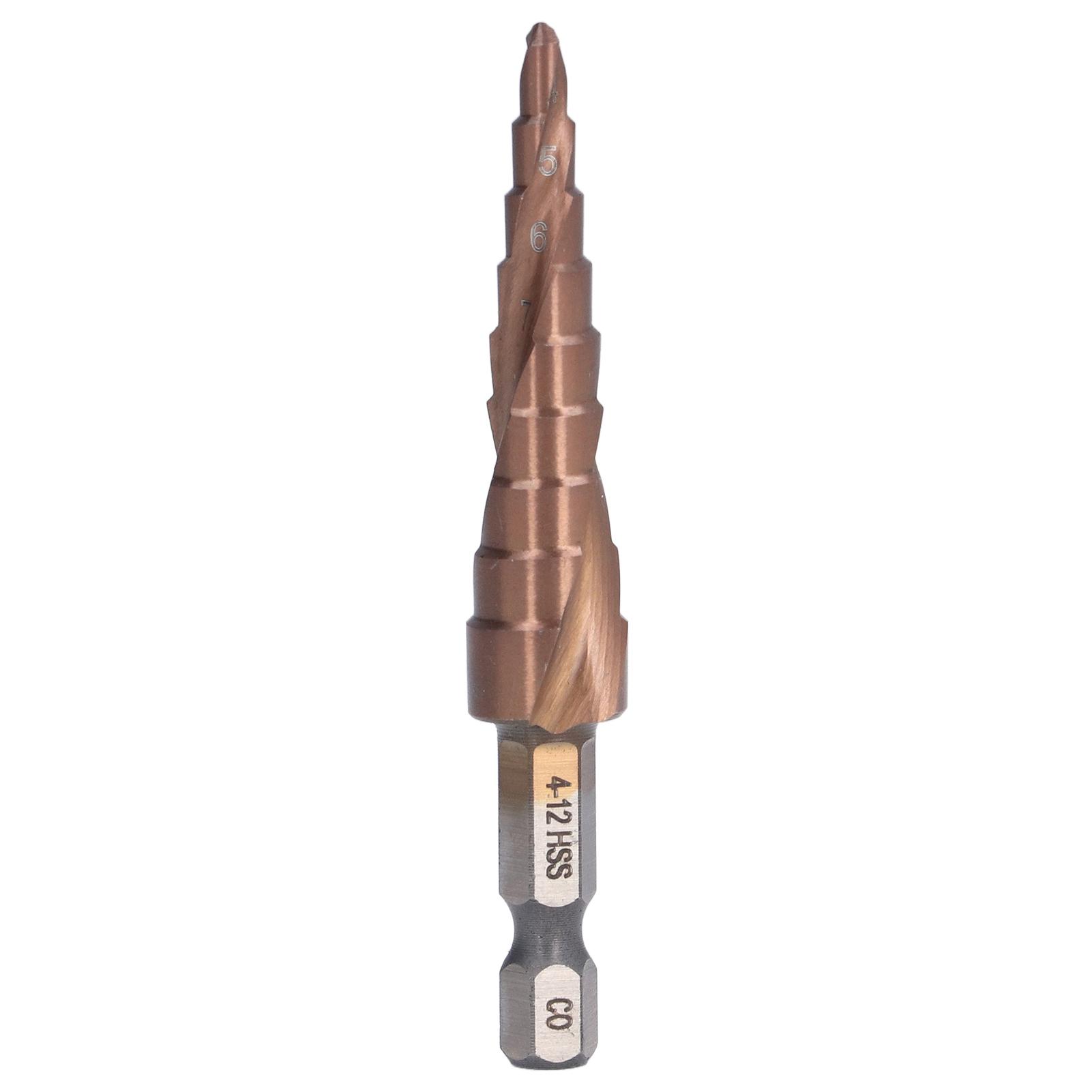 

Spiral Step Drill Bit High Speed Steel Cobalt Hex Shank Steps Drills M35 9 Size 412mm