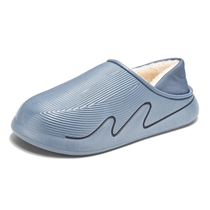 Men's bag heel stepping on shit cotton slippers winter casual home slippers velvet warm platform cotton shoes large size