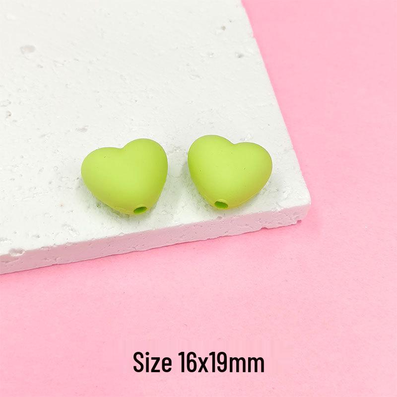 Perles Macaron Cœur - Cœur Pêche en Caoutchouc Tactile pour Collier, Bracelet et Accessoires de Cheveux DIY (E18)