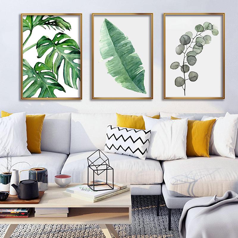 WCIC Nowa akwarela Zielony liść rośliny Dekoracyjna dekoracja ścienna do domu Wiszące malowanie
