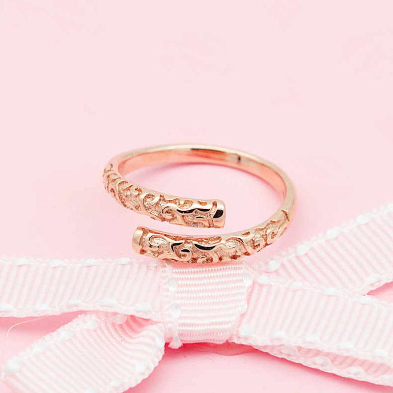 Color Gold Luxury Hollow Pattern Gold Hoop Ring Plated Rose Gold Variety Pure Purple Gold Ring