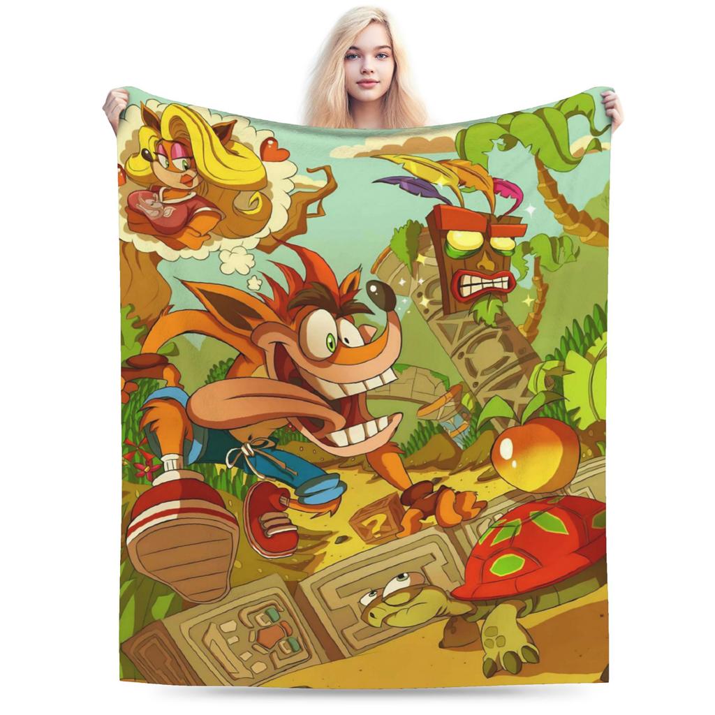 C-Crash B-Bandicoot Decke Warm Weich Grafisch Plüsch Bettwäsche Überwurf Für Mädchen Jungen Heimdekoration Flanell Tagesdecke Bettbezug