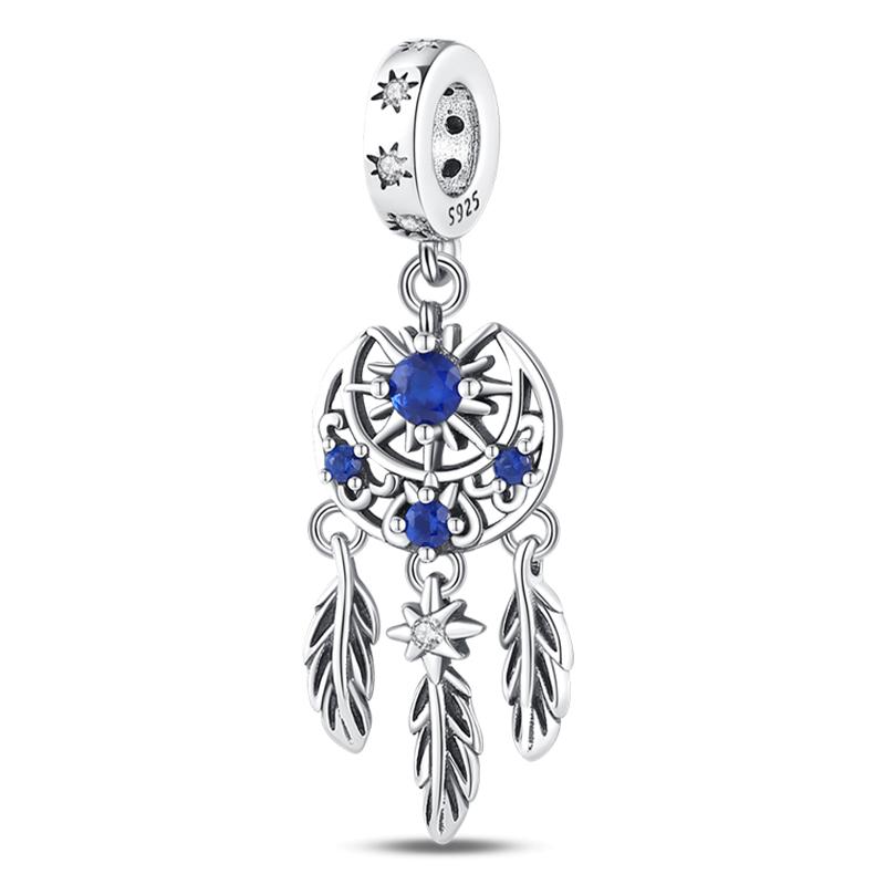 Exquisite 925 Silver Mysterious Blue Butterfly Devil's Eye Fatima's Hand Pendants Charms Beads Fit Qikaola Bracelets DIY Jewelry