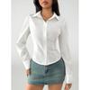 Women Slim Fit Long Sleeve Shirt College Street Style Casual Blouse Top