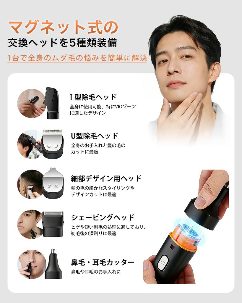 SENPOWER VIO Body Shaver Trimmer Electric Waterproof Full Body Hair Beard Shaving Nose Unwanted Hair Removal LED Display Type-C Charging Stand