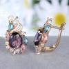Elegant Purple Zirconia Oval Drop Earrings for Women, Luxury Gold Wedding Earrings… More