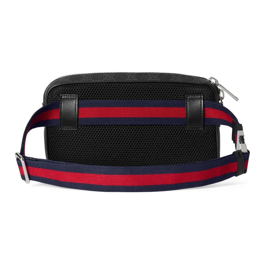 Gucci Adjustable Strap Zipper Closure Canvas And Leather Waist Bag Men Waist Bag Black 792094-FADJM-1043