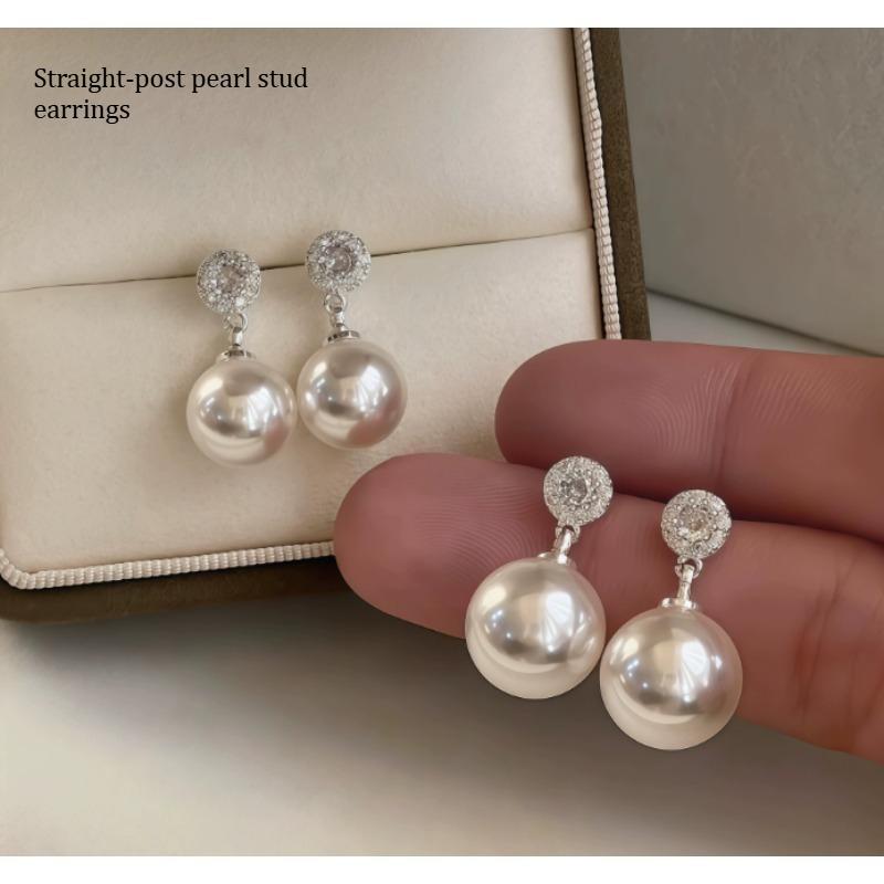 Pearl Stud Earrings (No Piercing Required) – Clips with a Luxurious, Sophisticated Look; Elegant and Versatile Earrings 10mm