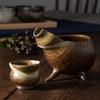 Marui Pottery Shigaraki Ware Hechimon Sake Cup 5cm Diameter Gourd Design Brown (Ochoko) Approx. MR-3-4329