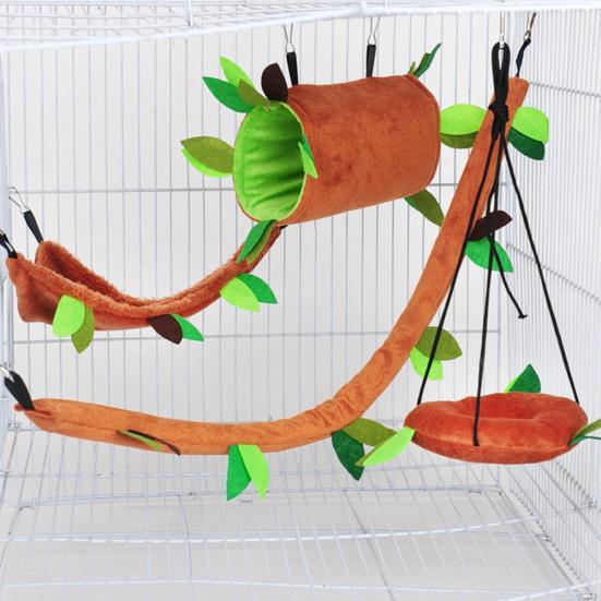 5Pcs/Set Pet Hamster Squirrel Warm Ropeway Hammock Hanging Swing Cage Bed Nest