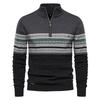 European and American Style Men's Autumn Winter Trendy Stand Collar Sweater All Match Knitted Zipper Pullover