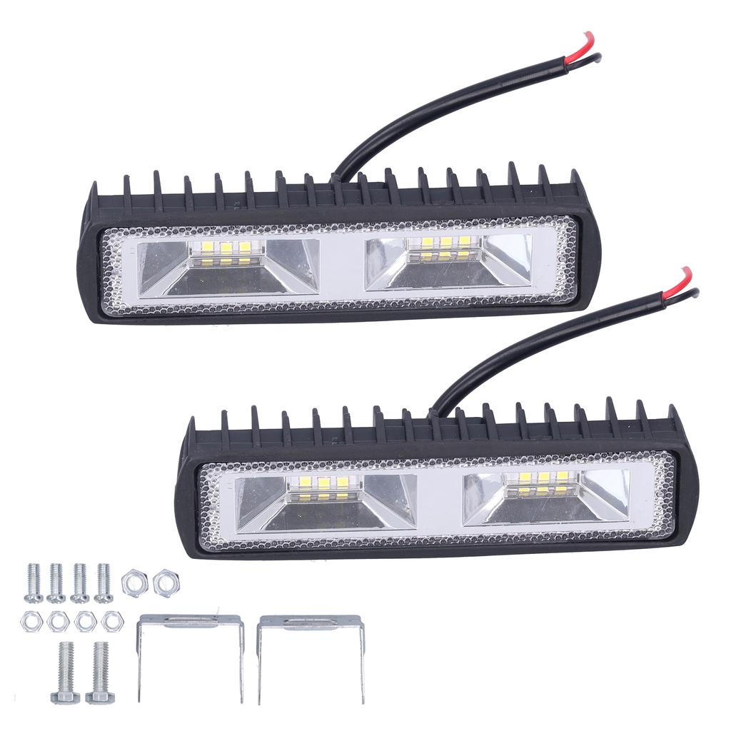 Pair Work Light Bars 12LEDs 36W 12‑24V Spotlights Headlights for Motorcycle Truck Boat Tractor Trailer Offroad