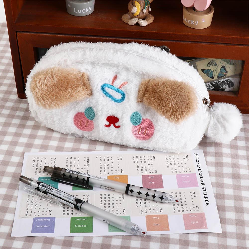 Korean Style Children Puppy Pencil Bag Puppy Pencil Pouch Desktop Storage Bags Plush Stationery Bag