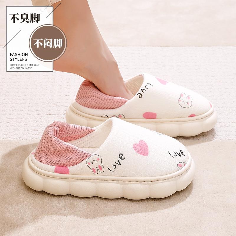 Maternity Cotton Slippers Women's Autumn and Winter Bags Heel Cartoon Thick Thermal Bedroom Home Indoor Non-slip Soft-soled Confinement Shoes