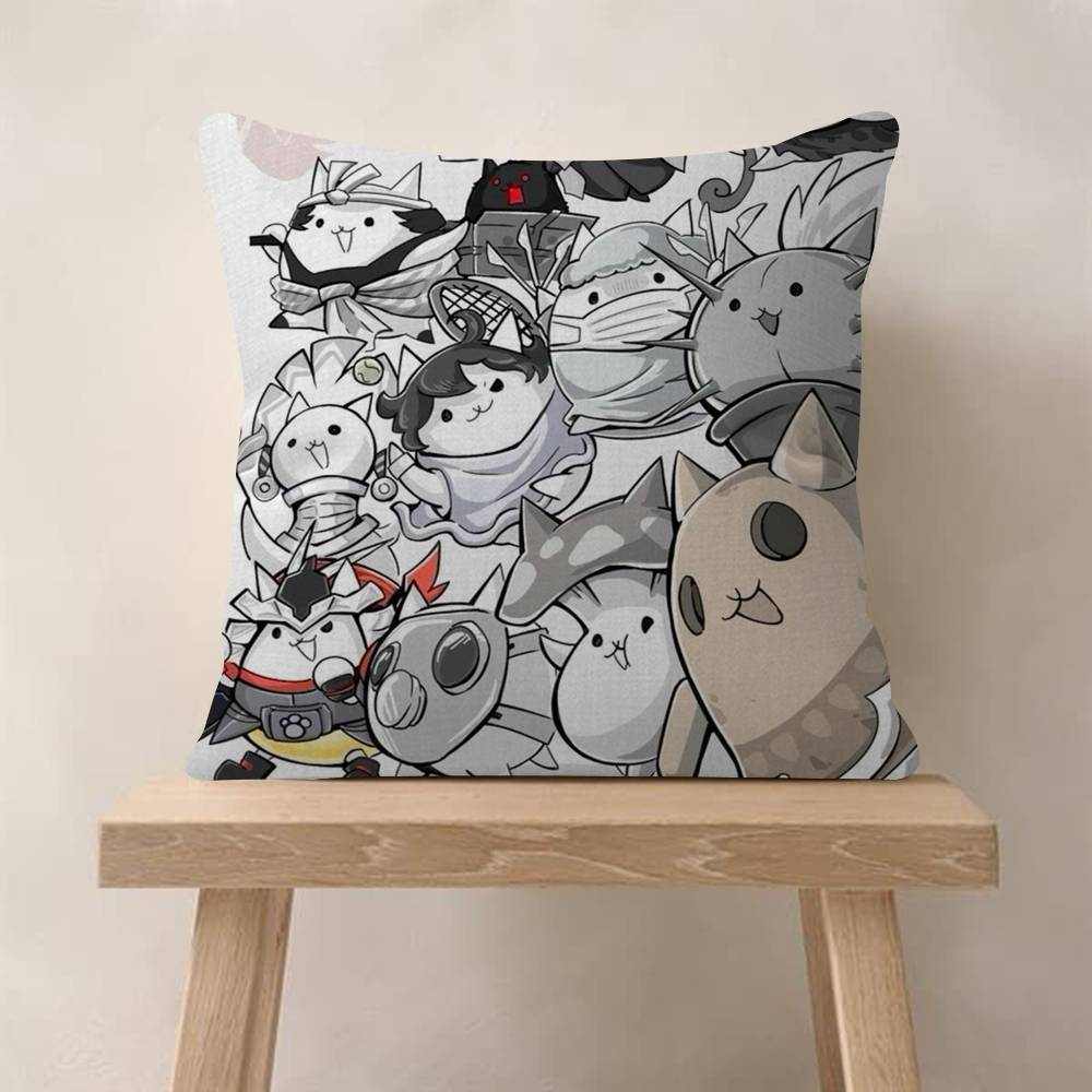 Game BBattle Cats Anime  Cushion Cover Car Throw Pillow Case For Sofa Car Christmas Gift 40x40cm 45x45cm