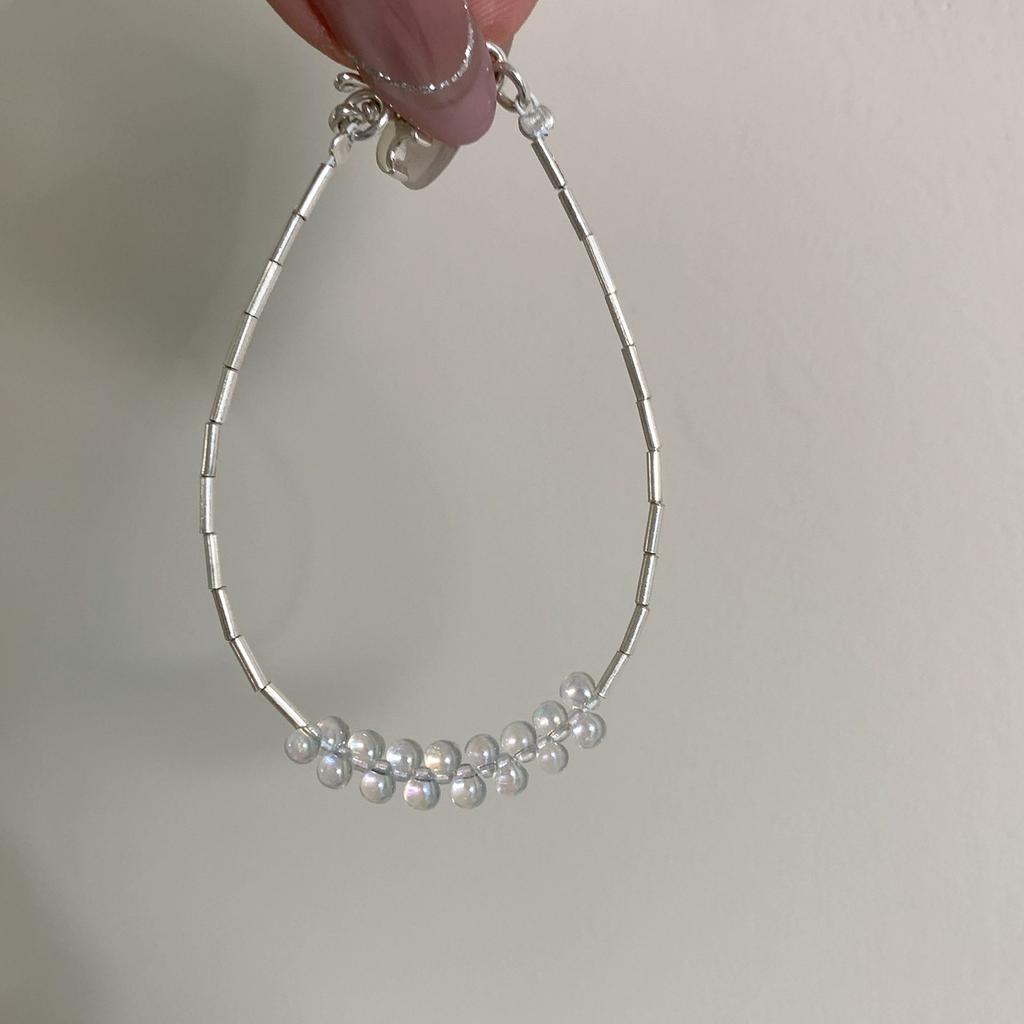 925 Silver Multicolour Bead Bracelet For Women Three Layers Geometry Drip Glaze Versatile Jewelry Dropship