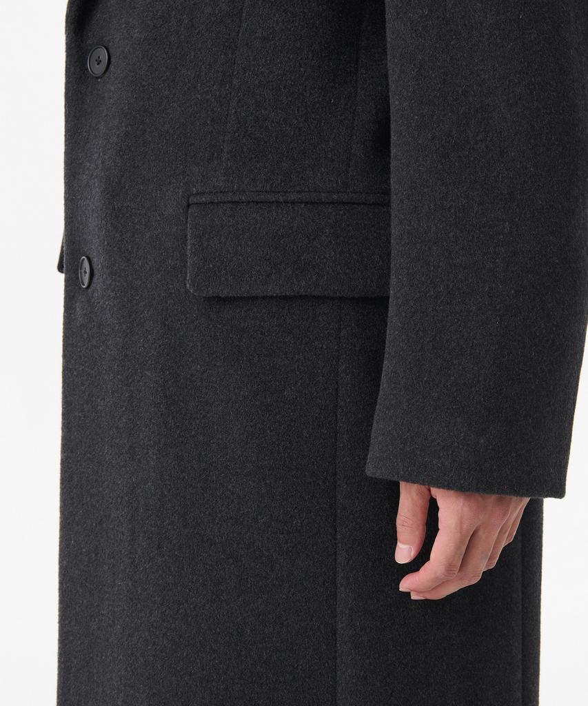 Musinsa Standard Cashmere Blend Daddy Shoulder Peaked Single Long Coat [Charcoal Grey]