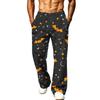 Men's Loose Wide Leg Cargo Jogger Pants with Pockets Halloween Print for Casual Outdoor Wear