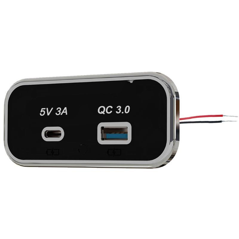 12V RV USB Outlet PD3.0 Type-C,USB-C 5V 3.1A,QC3.0 USB-A Port Panel Wall Car USB Socket Charger Adapter for Marine Bus ATV Truck