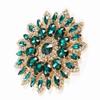 Kristallglas Strass Dekoration DIY Kleidung Damen Accessoires 11cm(Grüne Goldene Basis)