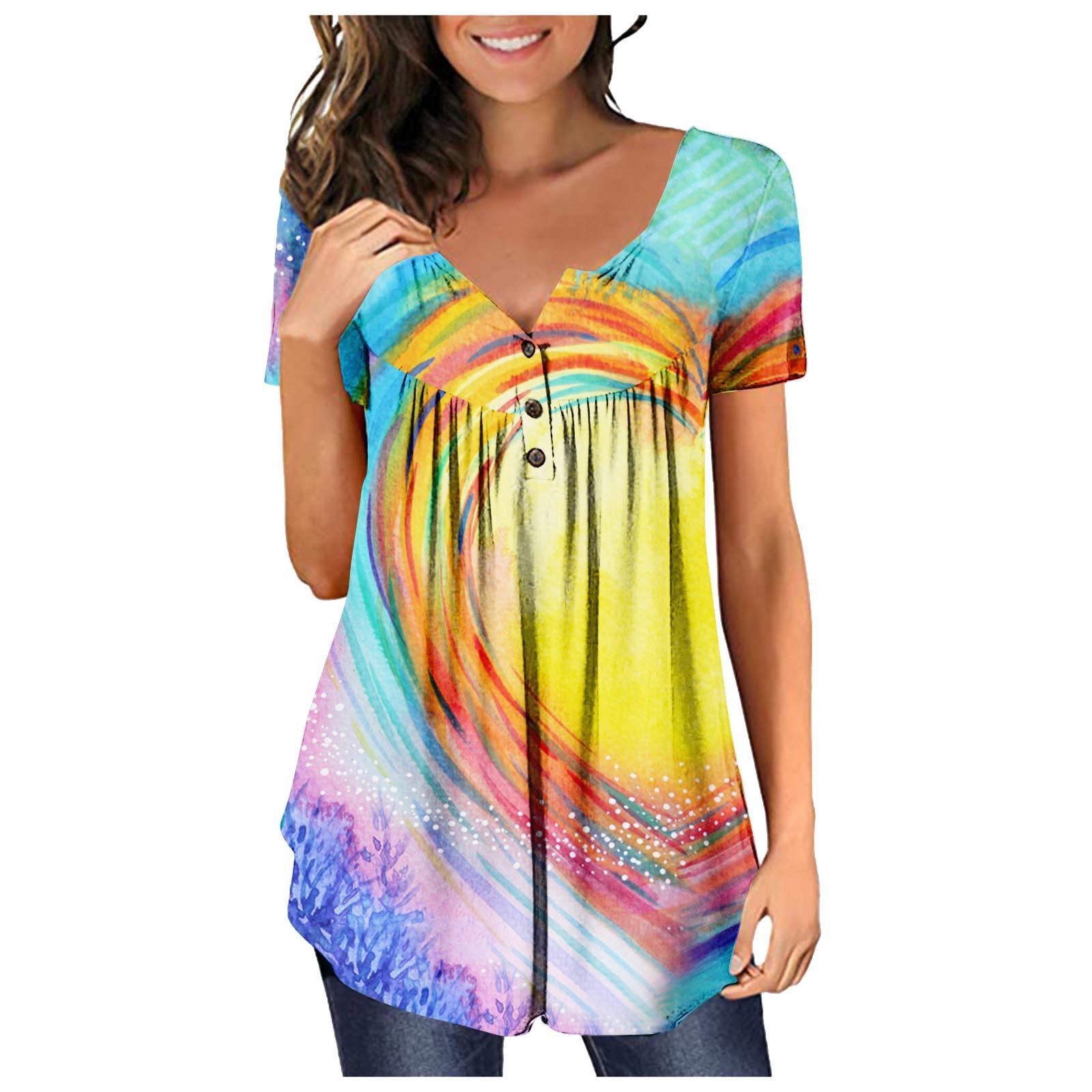 

Женская футболка с принтом Love на День святого Валентина, пуловер с короткими рукавами и воротником на пуговицах, топ XL жёлтый