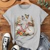 Damen Sommer T-Shirt Retro Mode Kurzarm T-Shirts Lässige Schmetterlingsdruck Tops