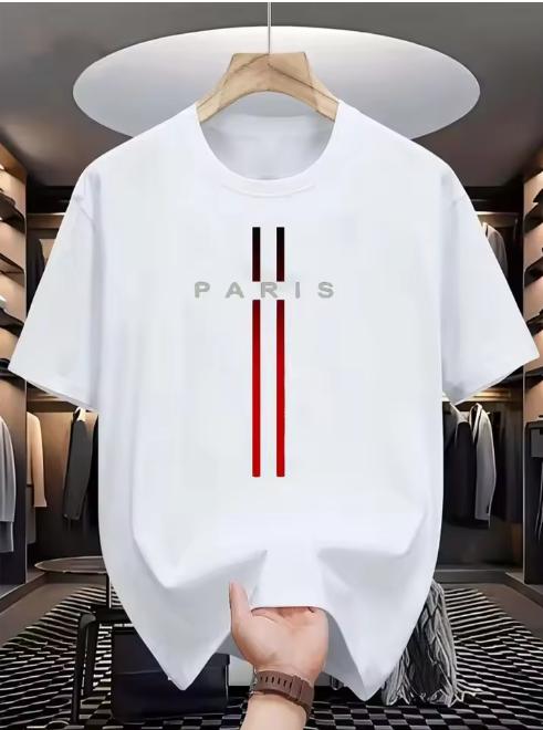 Comfortable And Breathable Round Neck TShirt Paris Letter Printed Pattern Outdoor Casual Top