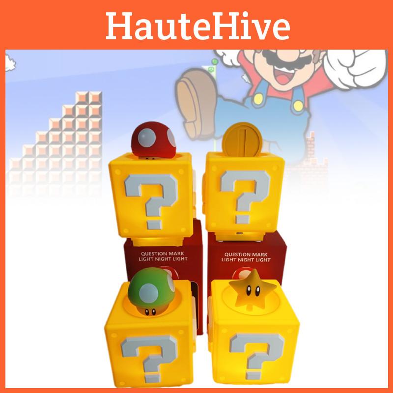 Bros Super Mario Night Lamp Question Mark Star Mushroom Rechargeable Bedroom